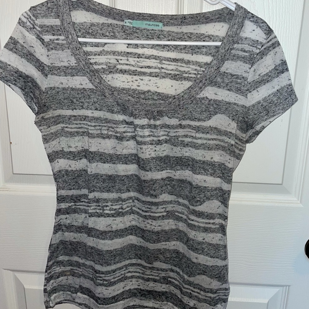 Gray Striped Burnout Top